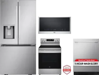 4 Piece Package Includes Refrigerator, Range, Microwave And Dishwasher