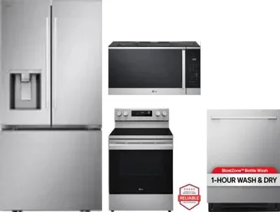 4 Piece Package Includes Refrigerator, Range, Microwave And Dishwasher