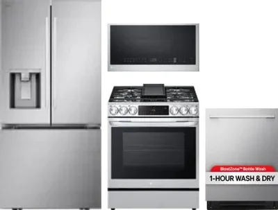 4 Piece Package Includes Refrigerator, Range, Microwave And Dishwasher