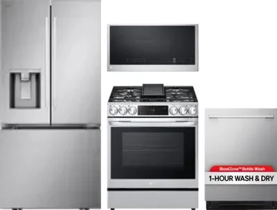 4 Piece Package Includes Refrigerator, Range, Microwave And Dishwasher