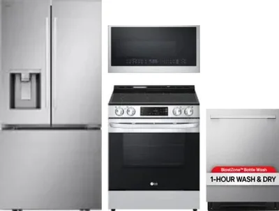 4 Piece Package Includes Refrigerator, Range, Microwave And Dishwasher