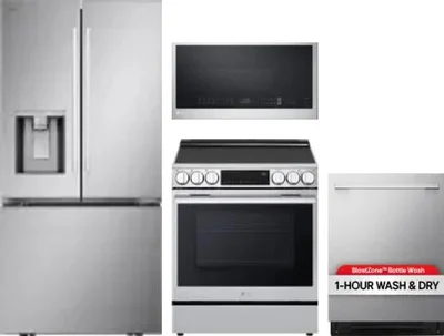 4 Piece Package Includes Refrigerator, Range, Microwave And Dishwasher