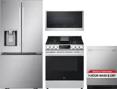 4 Piece Package Includes Refrigerator, Range, Microwave And Dishwasher
