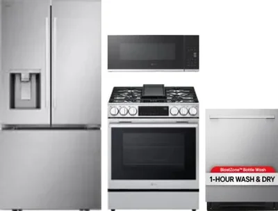 4 Piece Package Includes Refrigerator, Range, Microwave And Dishwasher