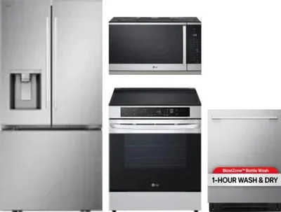 4 Piece Package Includes Refrigerator, Range, Microwave And Dishwasher