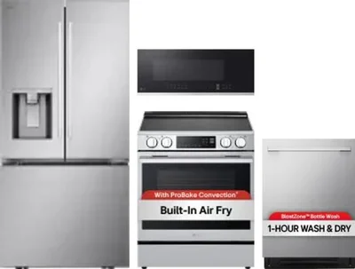 4 Piece Package Includes Refrigerator, Range, Microwave And Dishwasher