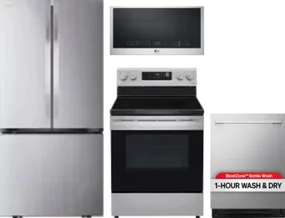 4 Piece Package Includes Refrigerator, Range, Microwave And Dishwasher
