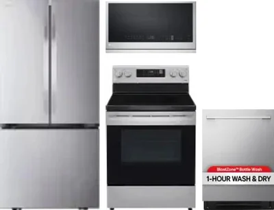 4 Piece Package Includes Refrigerator, Range, Microwave And Dishwasher