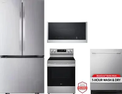 4 Piece Package Includes Refrigerator, Range, Microwave And Dishwasher