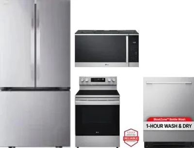 4 Piece Package Includes Refrigerator, Range, Microwave And Dishwasher