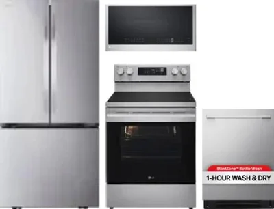 4 Piece Package Includes Refrigerator, Range, Microwave And Dishwasher