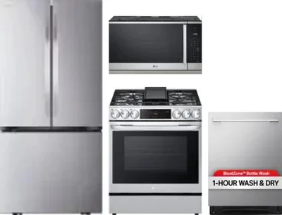 4 Piece Package Includes Refrigerator, Range, Microwave And Dishwasher