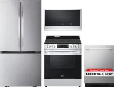 4 Piece Package Includes Refrigerator, Range, Microwave And Dishwasher