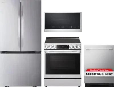 4 Piece Package Includes Refrigerator, Range, Microwave And Dishwasher