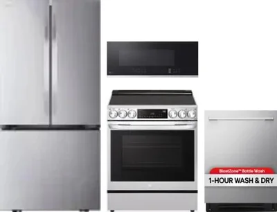4 Piece Package Includes Refrigerator, Range, Microwave And Dishwasher
