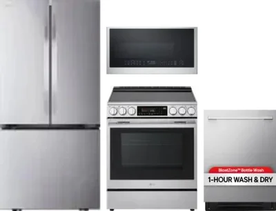 4 Piece Package Includes Refrigerator, Range, Microwave And Dishwasher