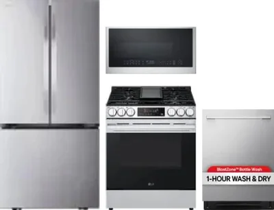 4 Piece Package Includes Refrigerator, Range, Microwave And Dishwasher