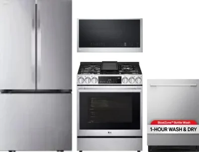 4 Piece Package Includes Refrigerator, Range, Microwave And Dishwasher