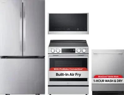 4 Piece Package Includes Refrigerator, Range, Microwave And Dishwasher
