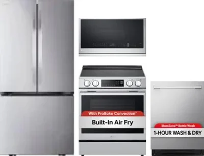 4 Piece Package Includes Refrigerator, Range, Microwave And Dishwasher