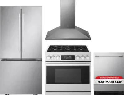 4 Piece Package Includes Refrigerator, Range, Hood And Dishwasher