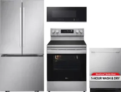 4 Piece Package Includes Refrigerator, Range, Microwave And Dishwasher