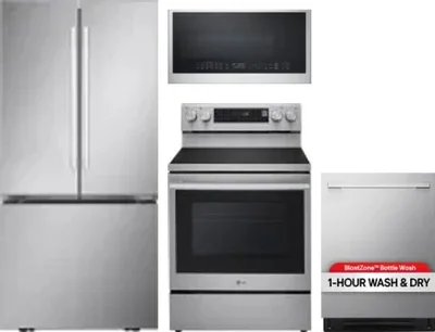 4 Piece Package Includes Refrigerator, Range, Microwave And Dishwasher