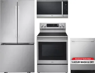 4 Piece Package Includes Refrigerator, Range, Microwave And Dishwasher
