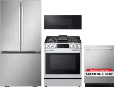 4 Piece Package Includes Refrigerator, Range, Microwave And Dishwasher