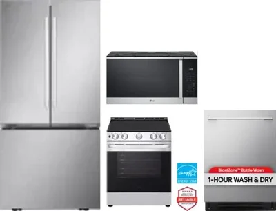 4 Piece Package Includes Refrigerator, Range, Microwave And Dishwasher