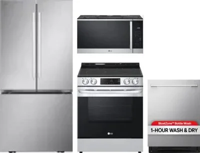 4 Piece Package Includes Refrigerator, Range, Microwave And Dishwasher