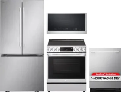 4 Piece Package Includes Refrigerator, Range, Microwave And Dishwasher
