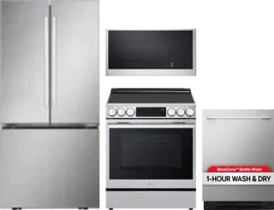 4 Piece Package Includes Refrigerator, Range, Microwave And Dishwasher
