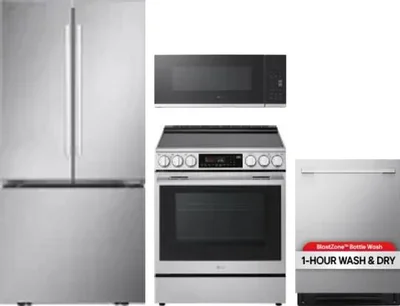 4 Piece Package Includes Refrigerator, Range, Microwave And Dishwasher
