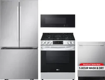 4 Piece Package Includes Refrigerator, Range, Microwave And Dishwasher