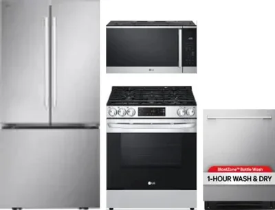 4 Piece Package Includes Refrigerator, Range, Microwave And Dishwasher