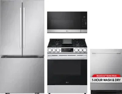 4 Piece Package Includes Refrigerator, Range, Microwave And Dishwasher