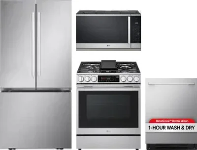 4 Piece Package Includes Refrigerator, Range, Microwave And Dishwasher