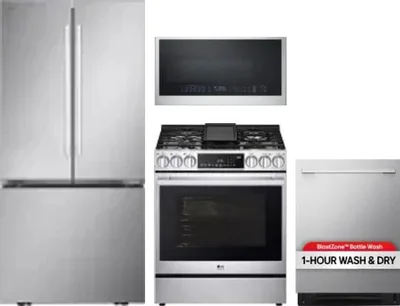 4 Piece Package Includes Refrigerator, Range, Microwave And Dishwasher