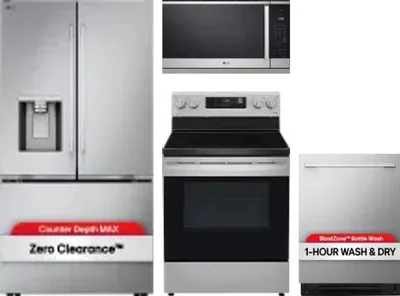 4 Piece Package Includes Refrigerator, Range, Microwave And Dishwasher