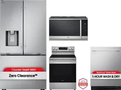 4 Piece Package Includes Refrigerator, Range, Microwave And Dishwasher