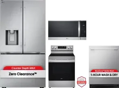 4 Piece Package Includes Refrigerator, Range, Microwave And Dishwasher