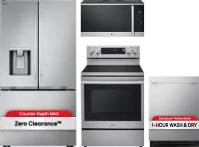 4 Piece Package Includes Refrigerator, Range, Microwave And Dishwasher