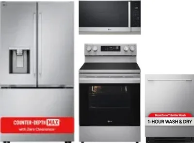 4 Piece Package Includes Refrigerator, Range, Microwave And Dishwasher