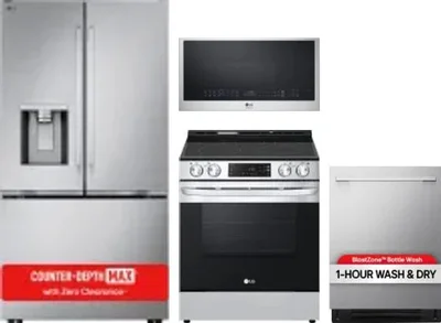 4 Piece Package Includes Refrigerator, Range, Microwave And Dishwasher