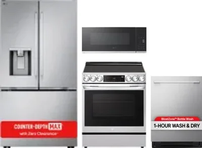 4 Piece Package Includes Refrigerator, Range, Microwave And Dishwasher
