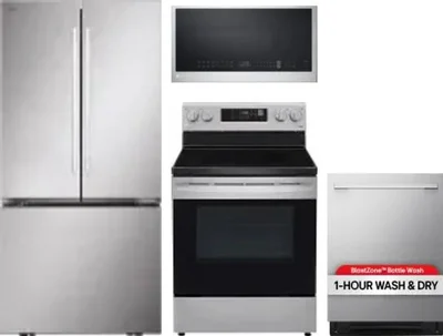 4 Piece Package Includes Refrigerator, Range, Microwave And Dishwasher
