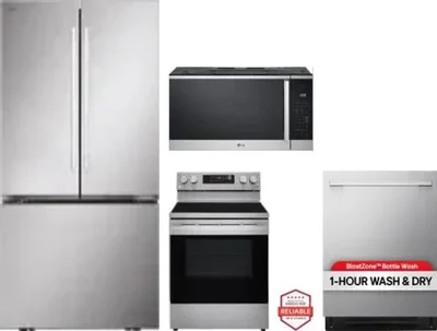 4 Piece Package Includes Refrigerator, Range, Microwave And Dishwasher