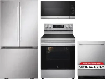 4 Piece Package Includes Refrigerator, Range, Microwave And Dishwasher