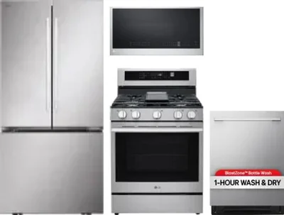 4 Piece Package Includes Refrigerator, Range, Microwave And Dishwasher